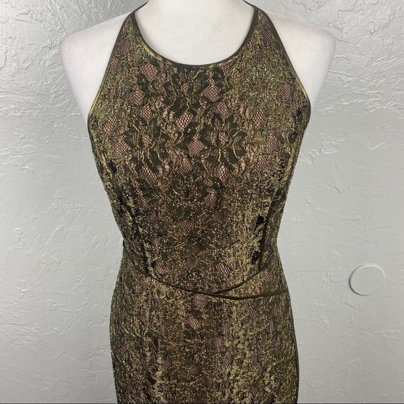 BCBG MaxAzria gold metallic lace "Tenya"
cocktail mini dress size 6 - Picture 2 of 12